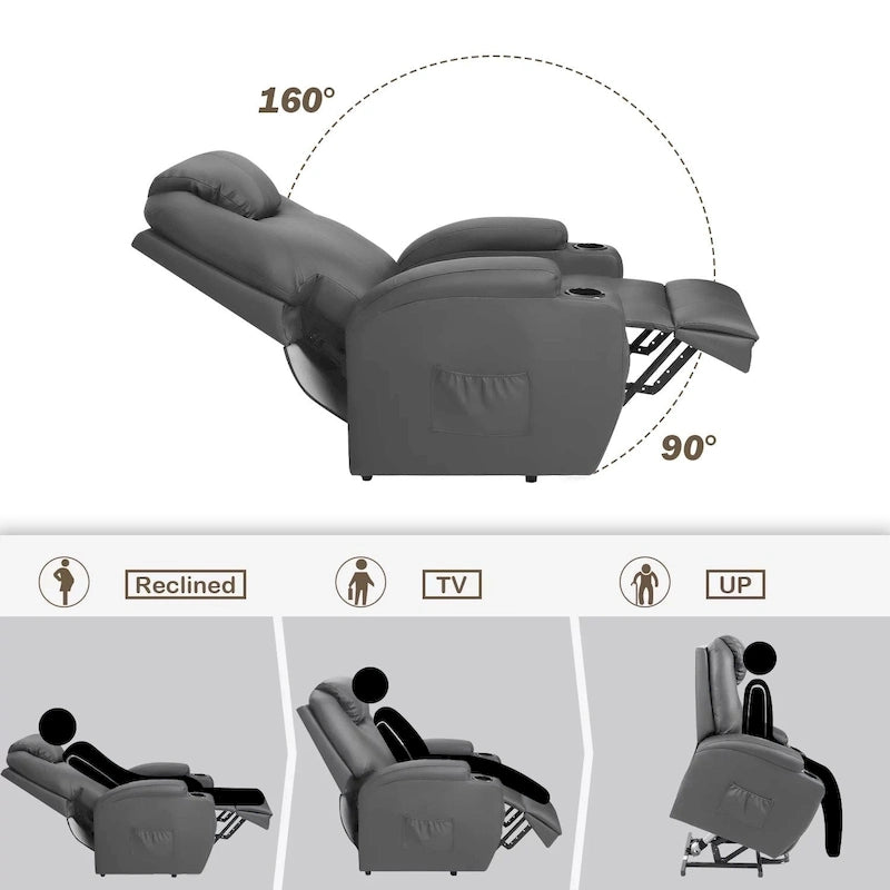 Fauteuil de massage électrique réglable en hauteur, en cuir PU.