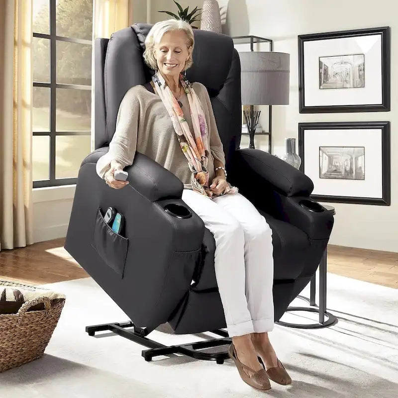 Fauteuil de massage électrique réglable en hauteur, en cuir PU.