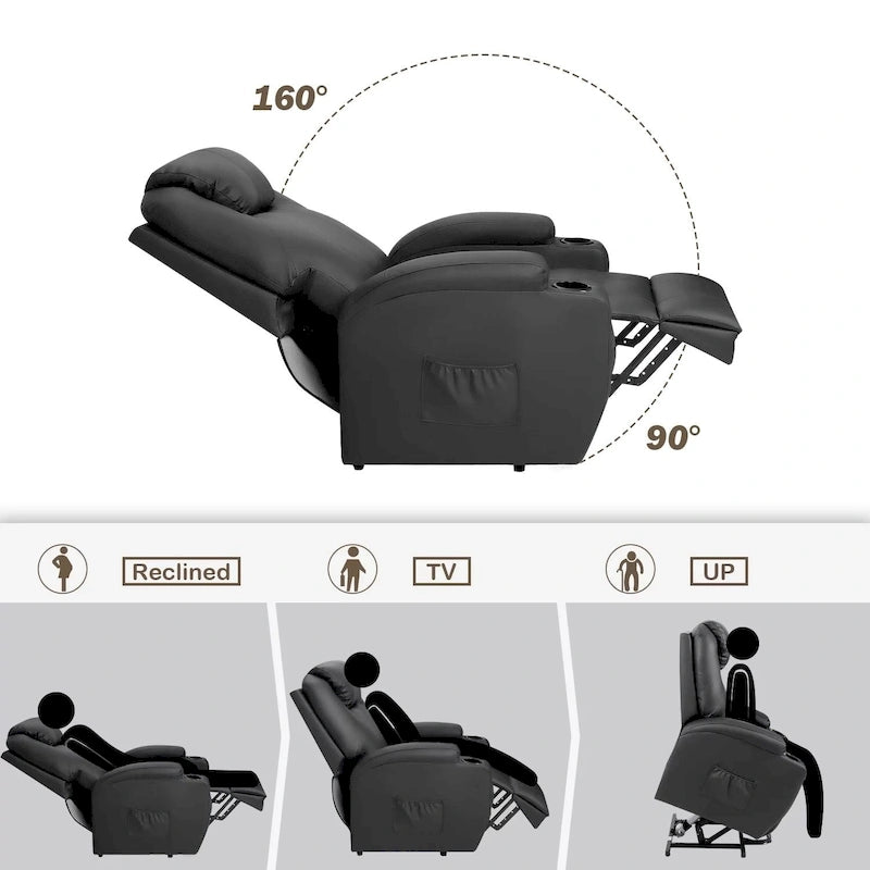 Fauteuil de massage électrique réglable en hauteur, en cuir PU.