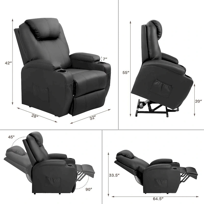 Fauteuil de massage électrique réglable en hauteur, en cuir PU.