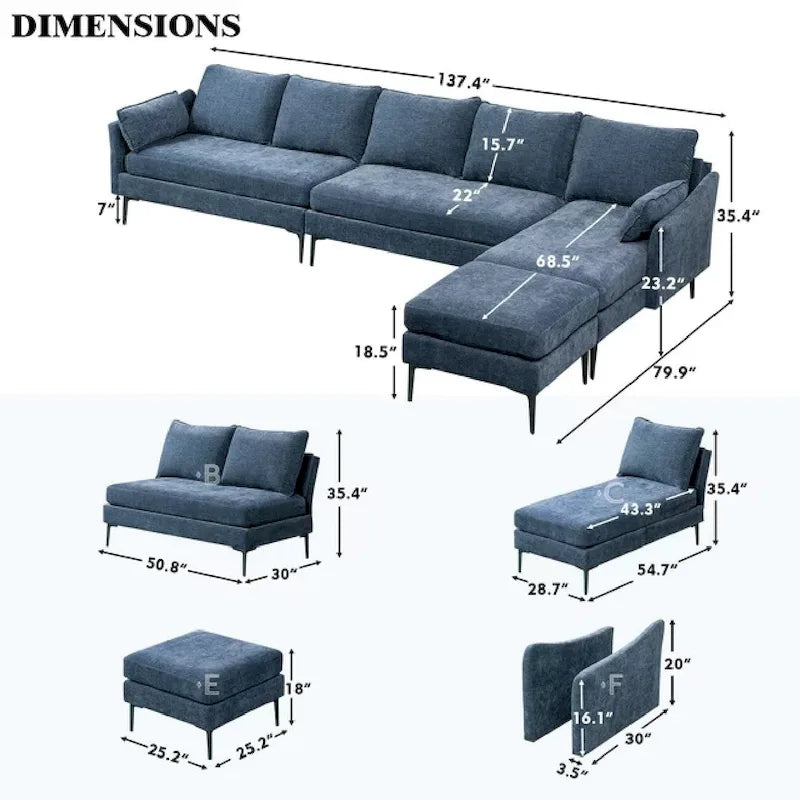 Canapé d'angle six places convertible en lit
