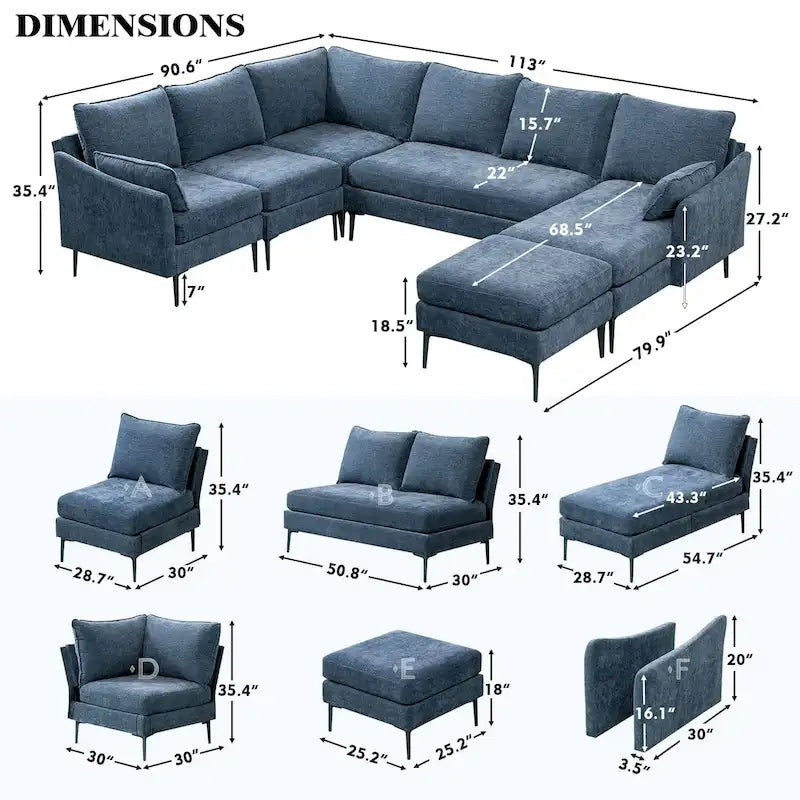 Canapé d'angle six places convertible en lit
