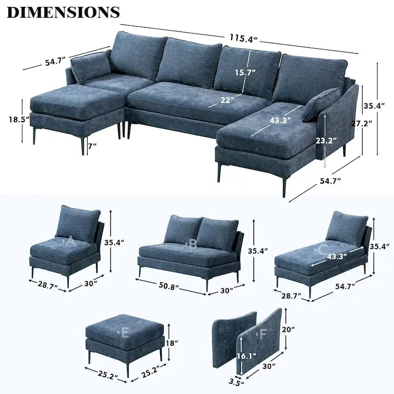 Canapé d'angle six places convertible en lit