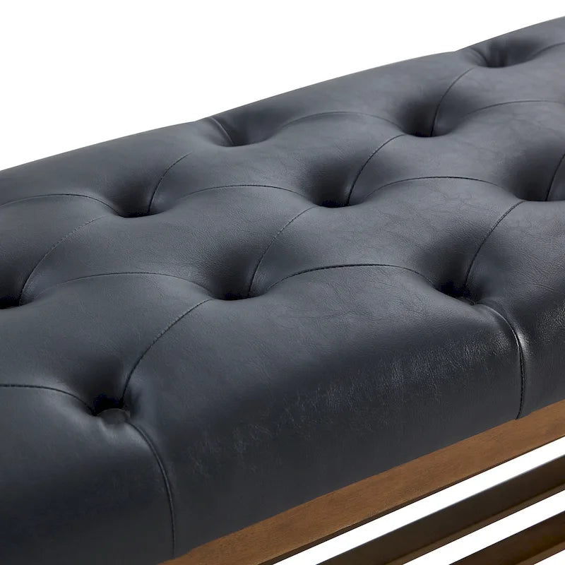 Banc à chaussures d'entrée, banc de rangement, tissu et bois massif, banc rembourré de 43 pouces