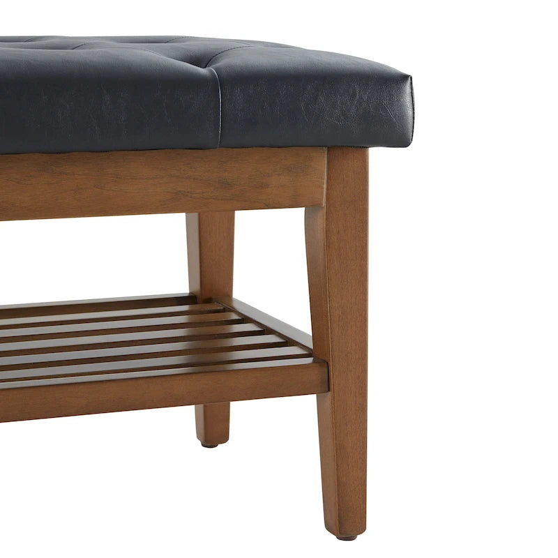 Banc à chaussures d'entrée, banc de rangement, tissu et bois massif, banc rembourré de 43 pouces
