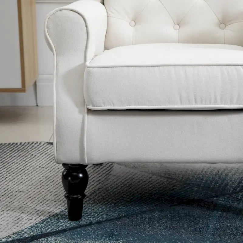 Chaise capitonnée à pieds en bois