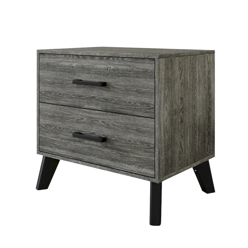 Table de chevet classique en bois à deux tiroirs