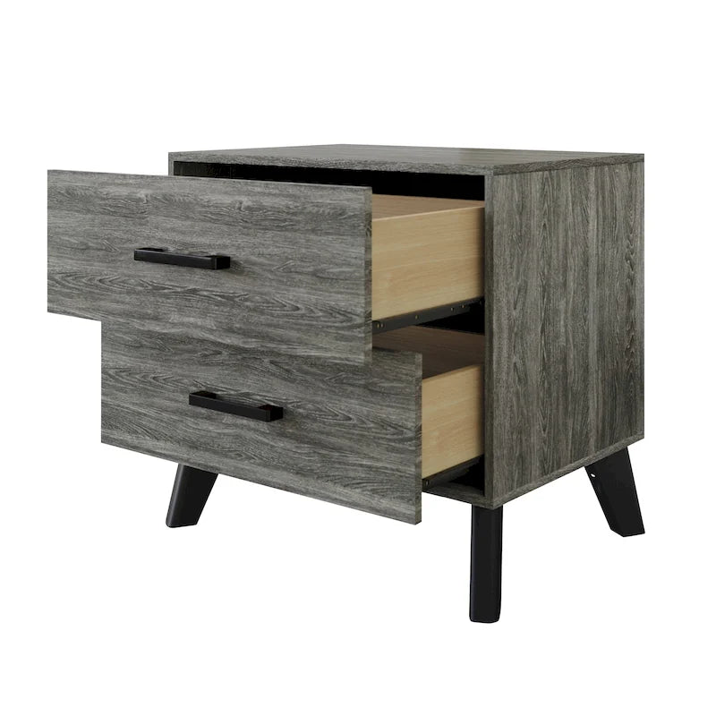 Table de chevet classique en bois à deux tiroirs