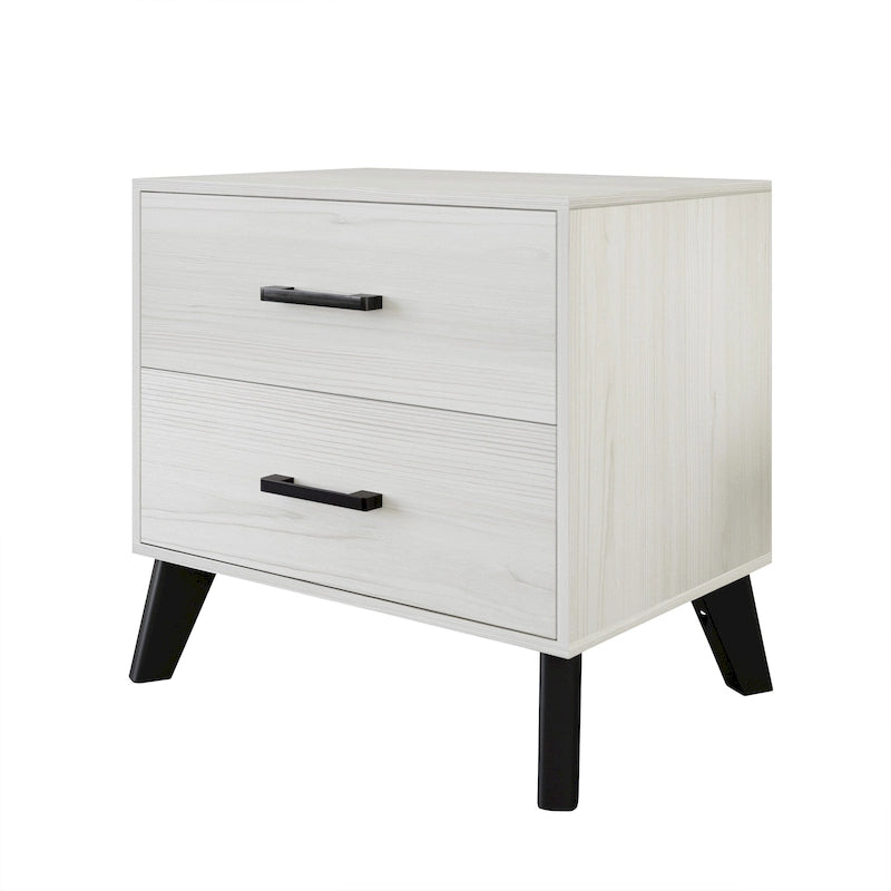 Table de chevet classique en bois à deux tiroirs