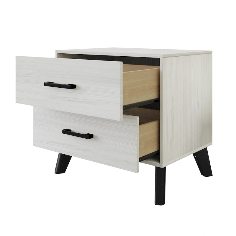 Table de chevet classique en bois à deux tiroirs