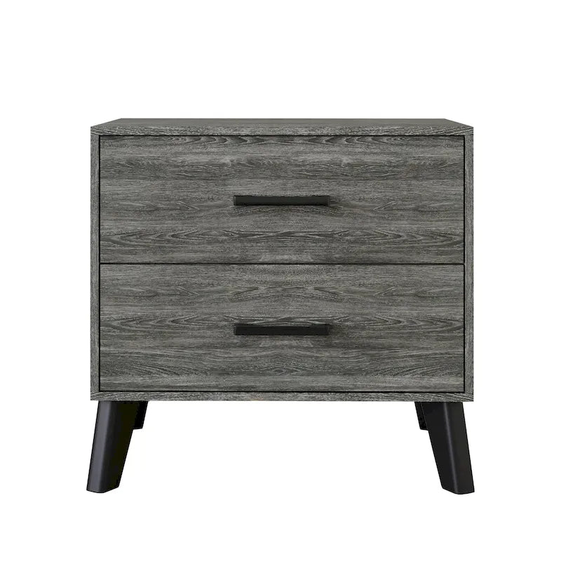 Table de chevet classique en bois à deux tiroirs