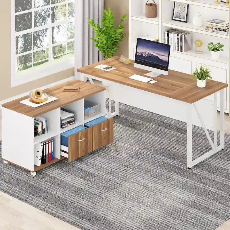 Bureau d'ordinateur en L de 63 pouces