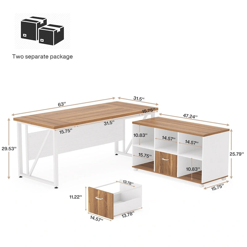 Bureau d'ordinateur en L de 63 pouces