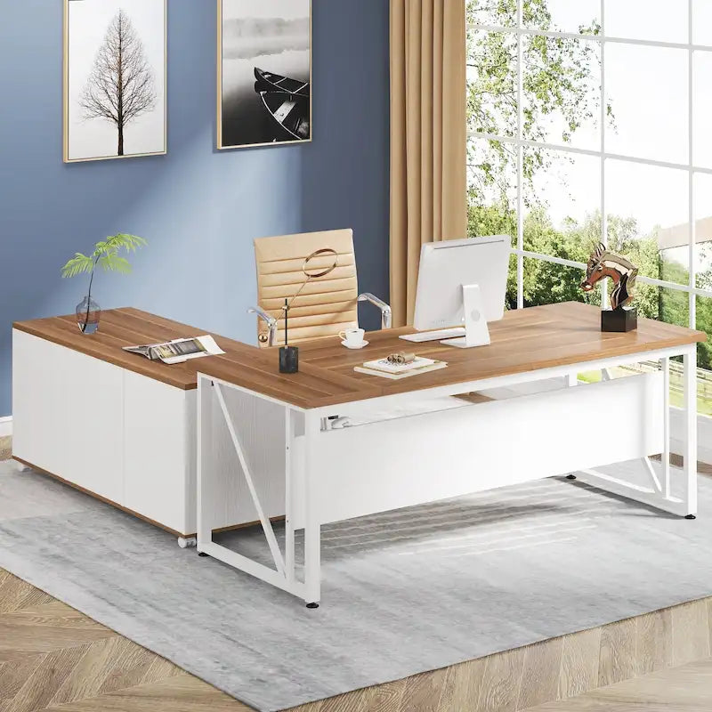 Bureau d'ordinateur en L de 63 pouces