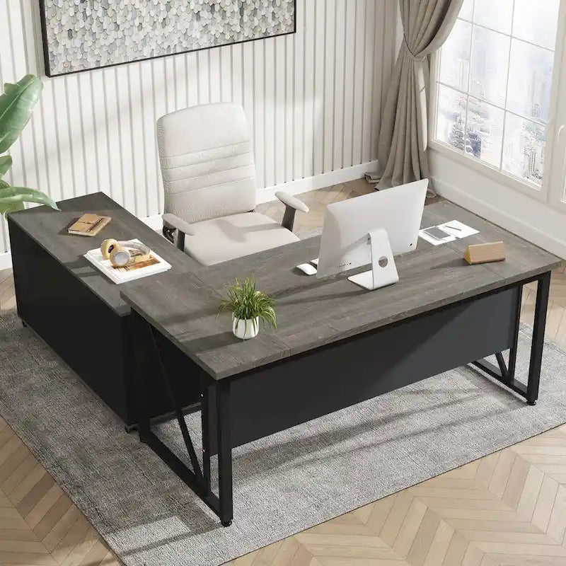 Bureau d'ordinateur en L de 63 pouces