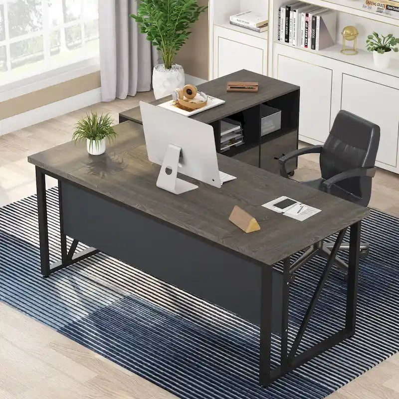 Bureau d'ordinateur en L de 63 pouces