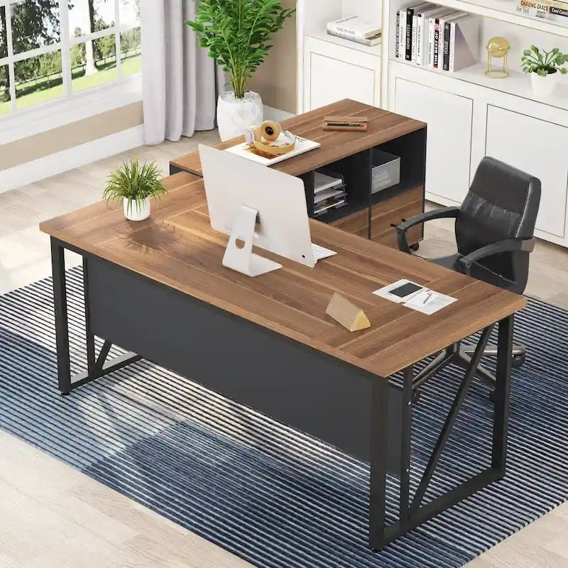 Bureau d'ordinateur en L de 63 pouces