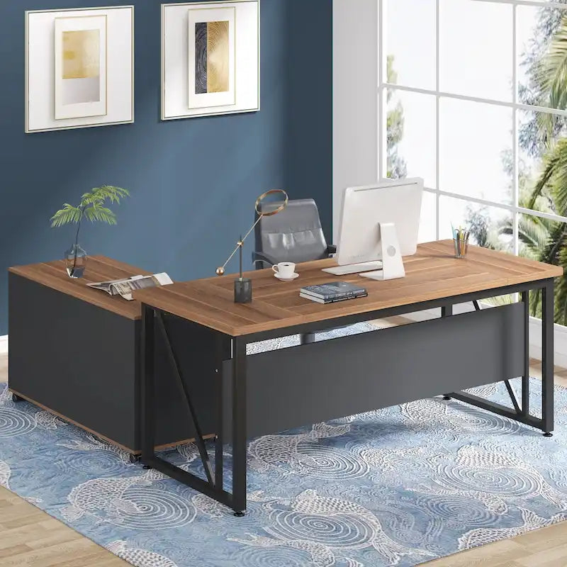 Bureau d'ordinateur en L de 63 pouces