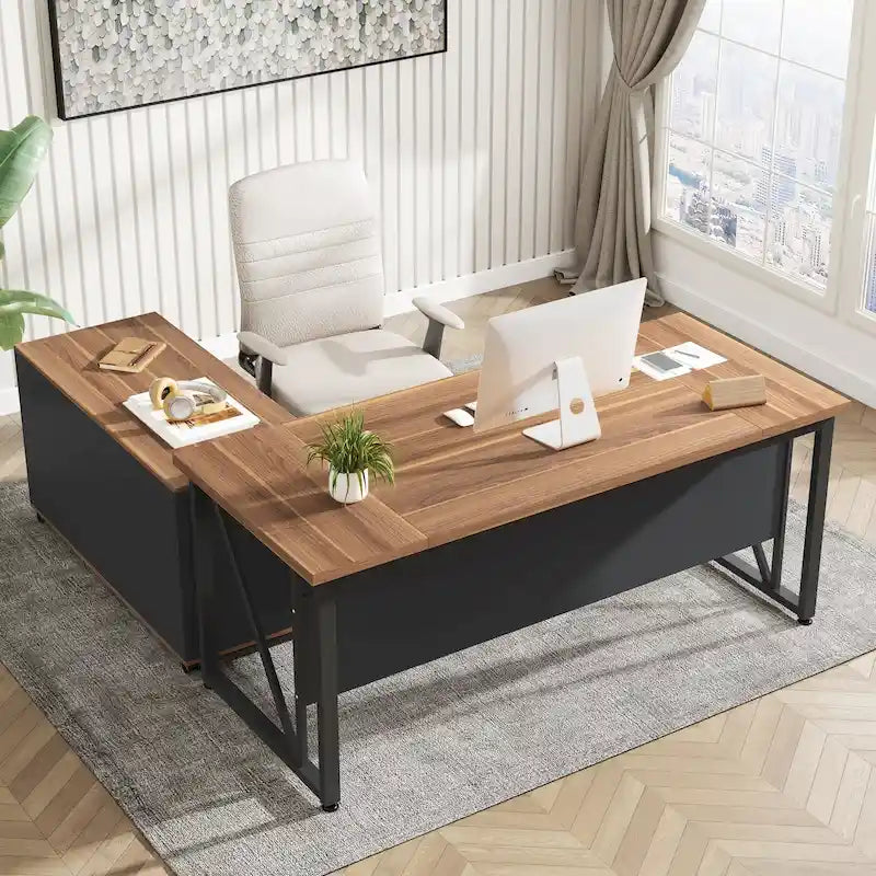 Bureau d'ordinateur en L de 63 pouces