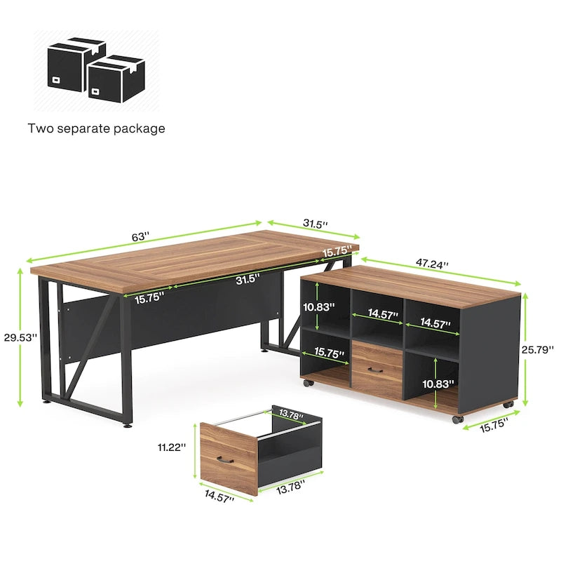 Bureau d'ordinateur en L de 63 pouces