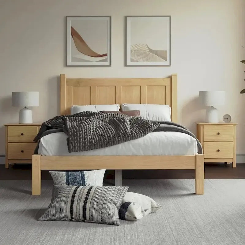 Meubles en bois texturé, lit plateforme en bois massif