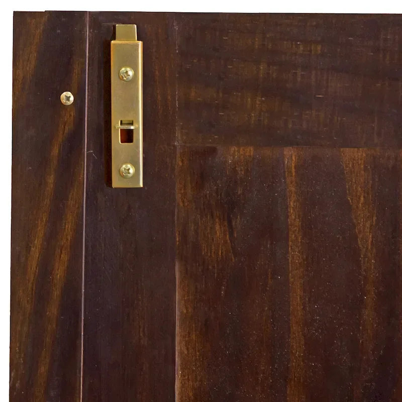 Armoire quatre portes en bois massif, avec poignées en métal ou en bois