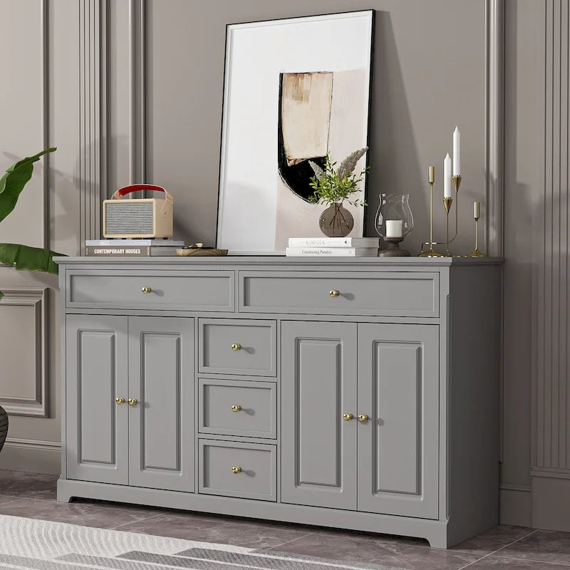 59.1 Buffet bahut blanc style mid-century moderne laqué
