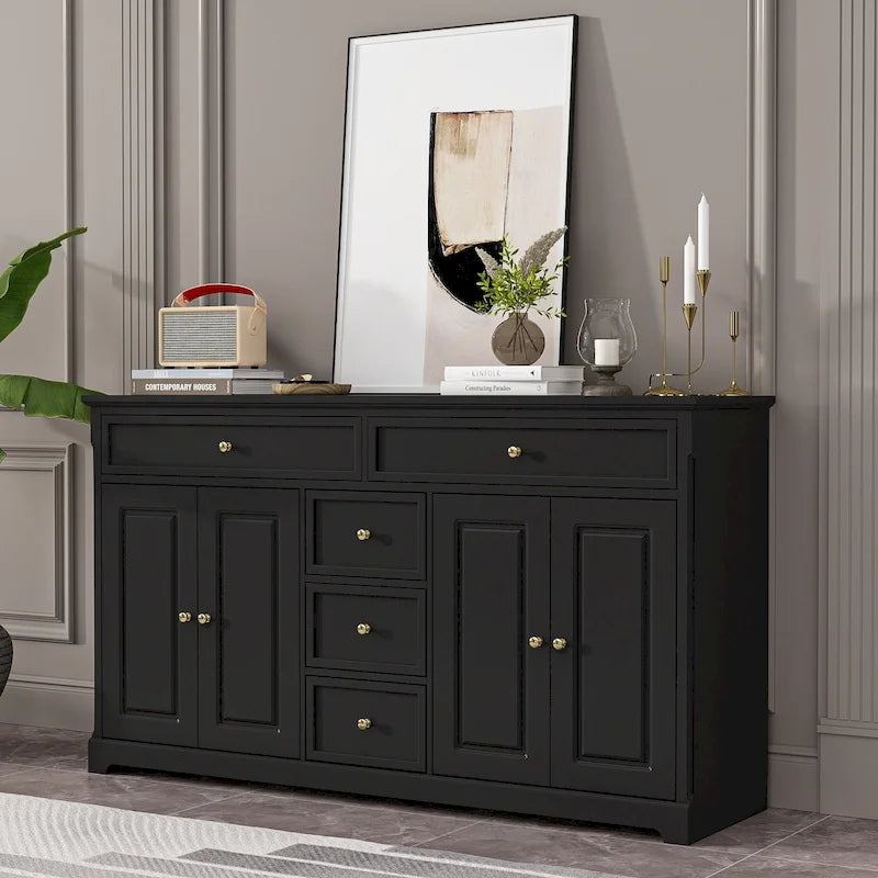 59.1 Buffet bahut blanc style mid-century moderne laqué