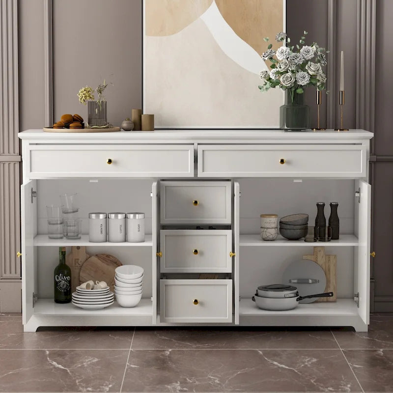 59.1 Buffet bahut blanc style mid-century moderne laqué