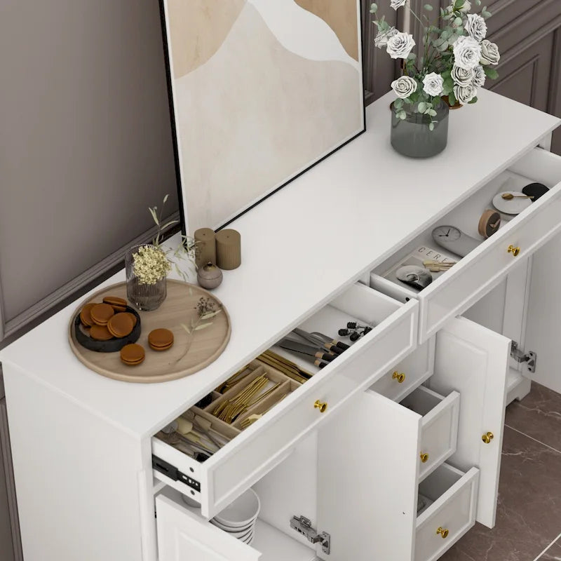 59.1 Buffet bahut blanc style mid-century moderne laqué