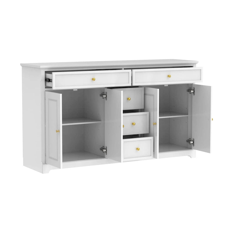 59.1 Buffet bahut blanc style mid-century moderne laqué