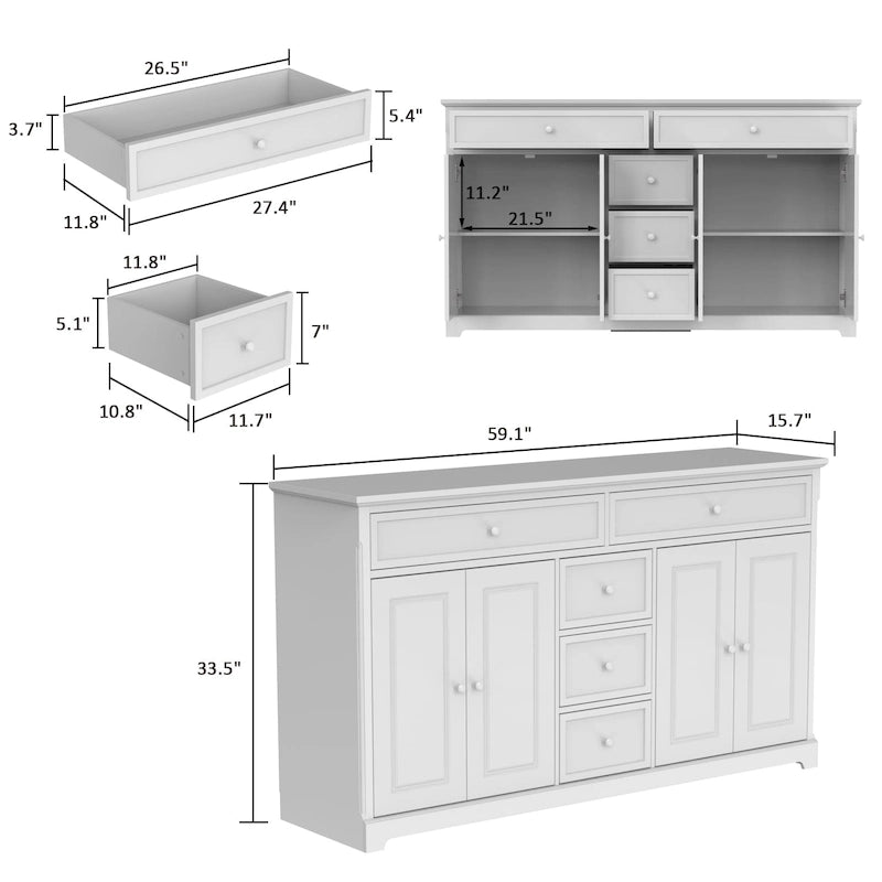 59.1 Buffet bahut blanc style mid-century moderne laqué