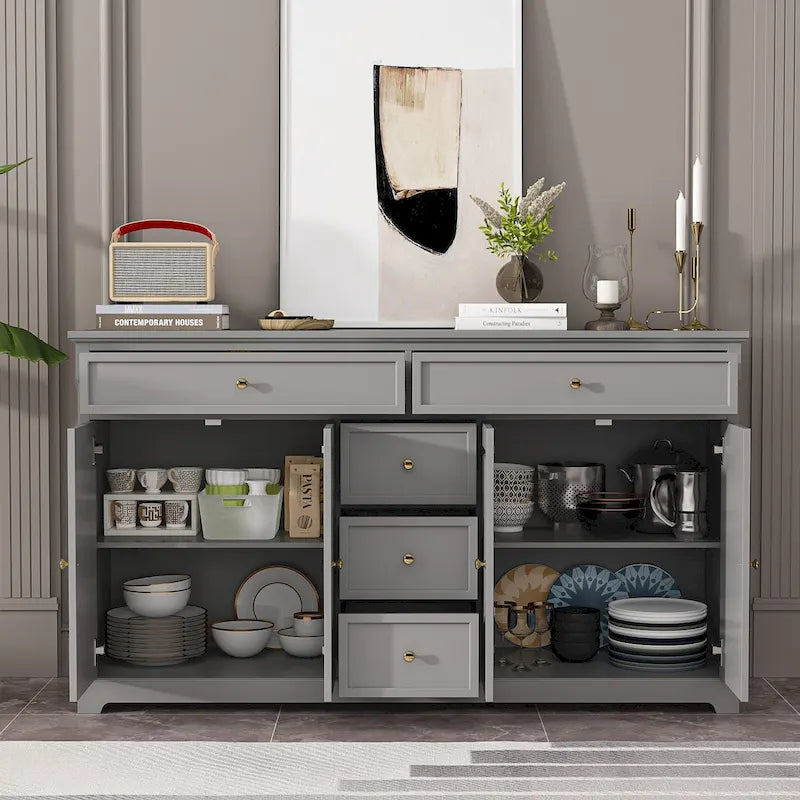 59.1 Buffet bahut blanc style mid-century moderne laqué