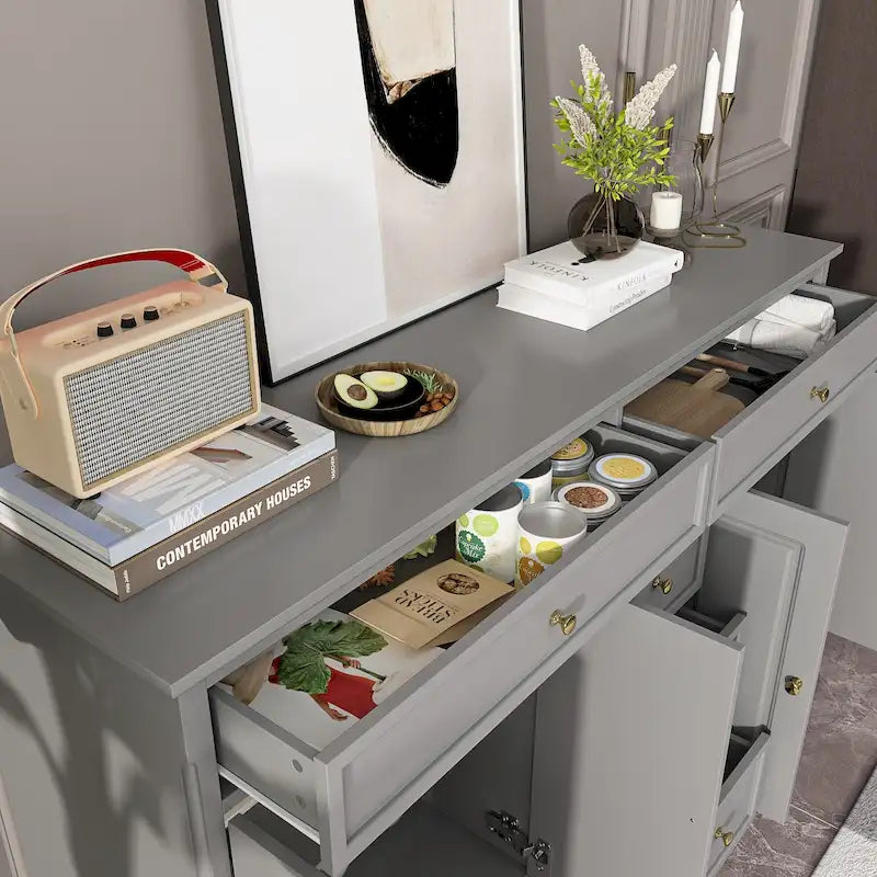 59.1 Buffet bahut blanc style mid-century moderne laqué