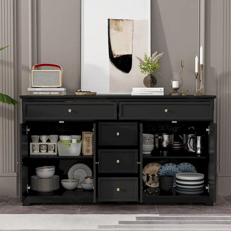 59.1 Buffet bahut blanc style mid-century moderne laqué