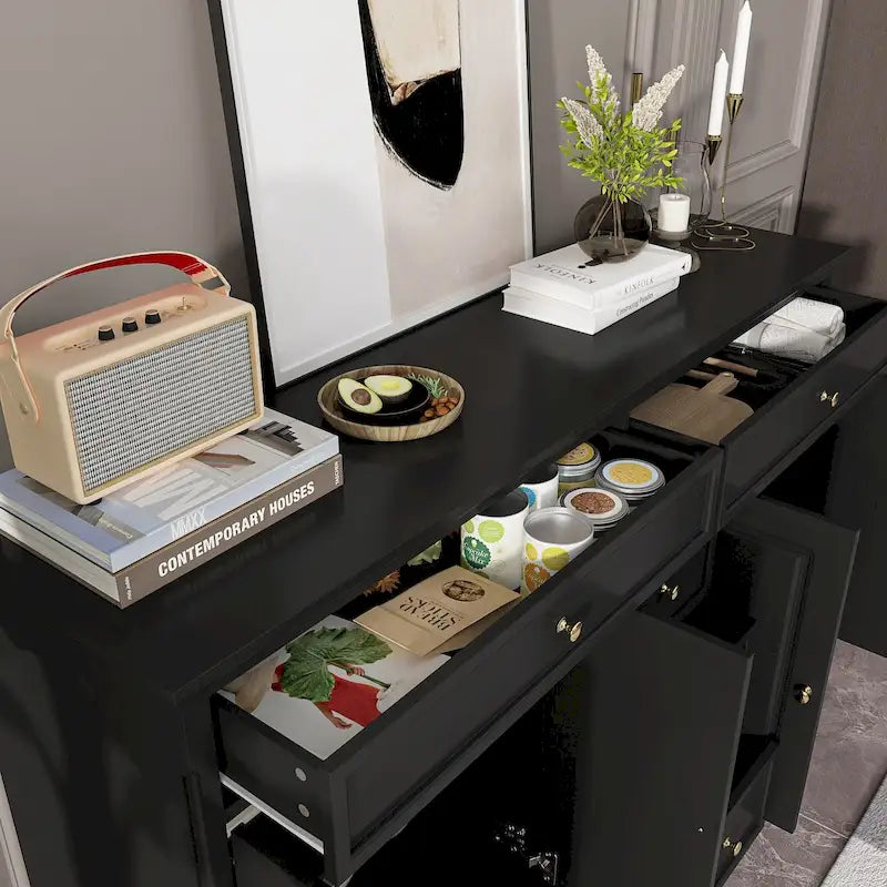59.1 Buffet bahut blanc style mid-century moderne laqué