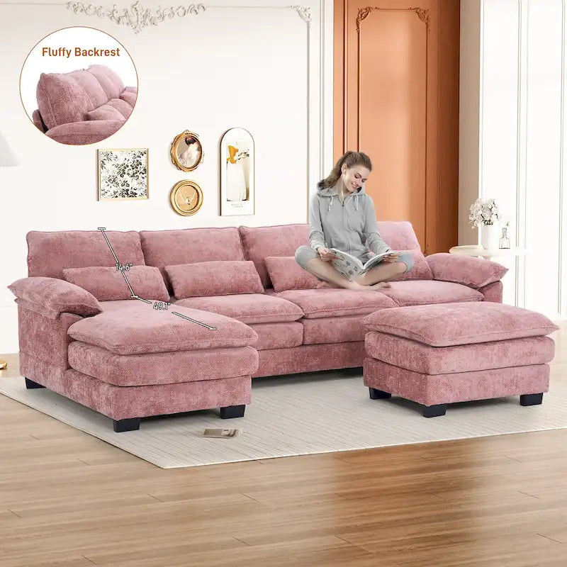 Canapé modulaire en U en tissu doux