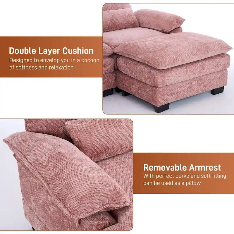 Canapé modulaire en U en tissu doux