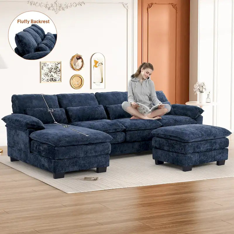 Canapé modulaire en U en tissu doux