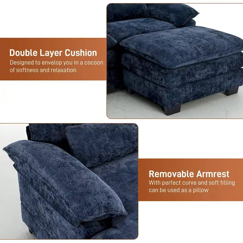 Canapé modulaire en U en tissu doux