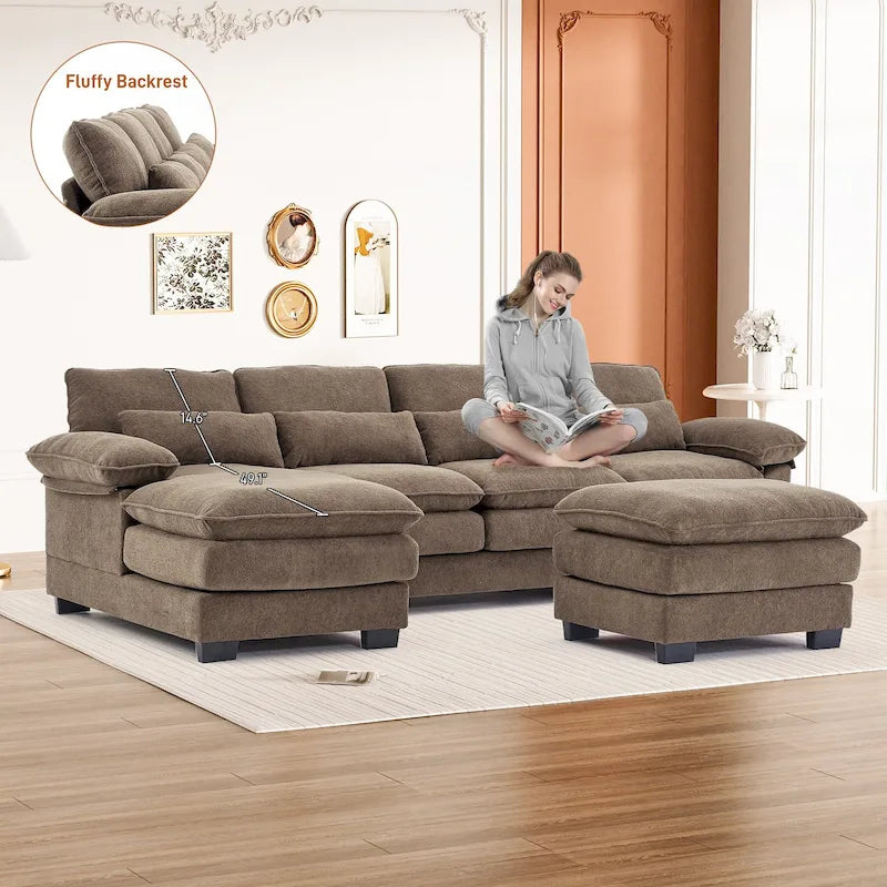 Canapé modulaire en U en tissu doux