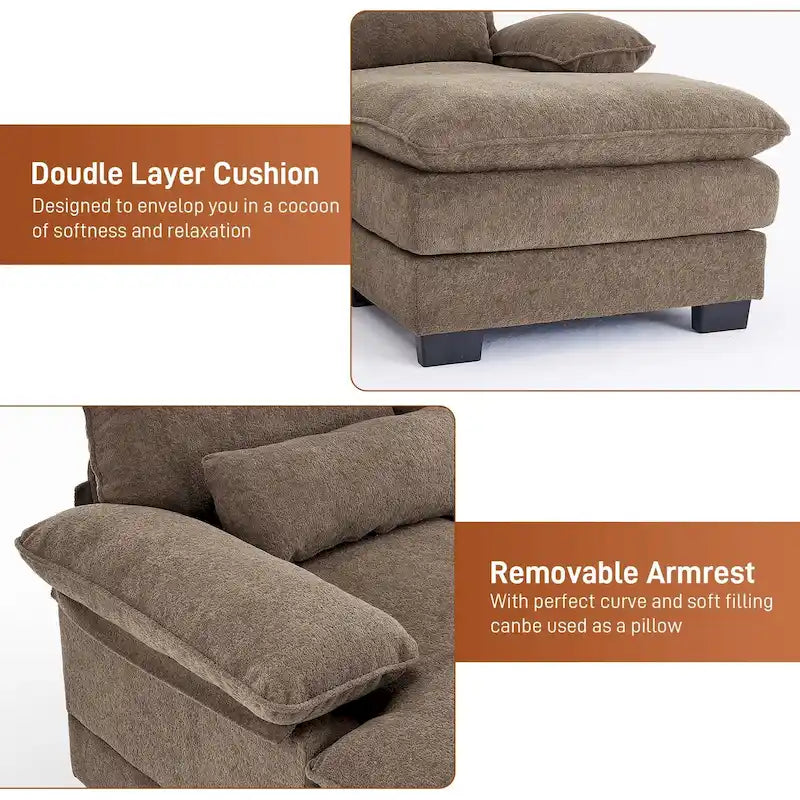 Canapé modulaire en U en tissu doux