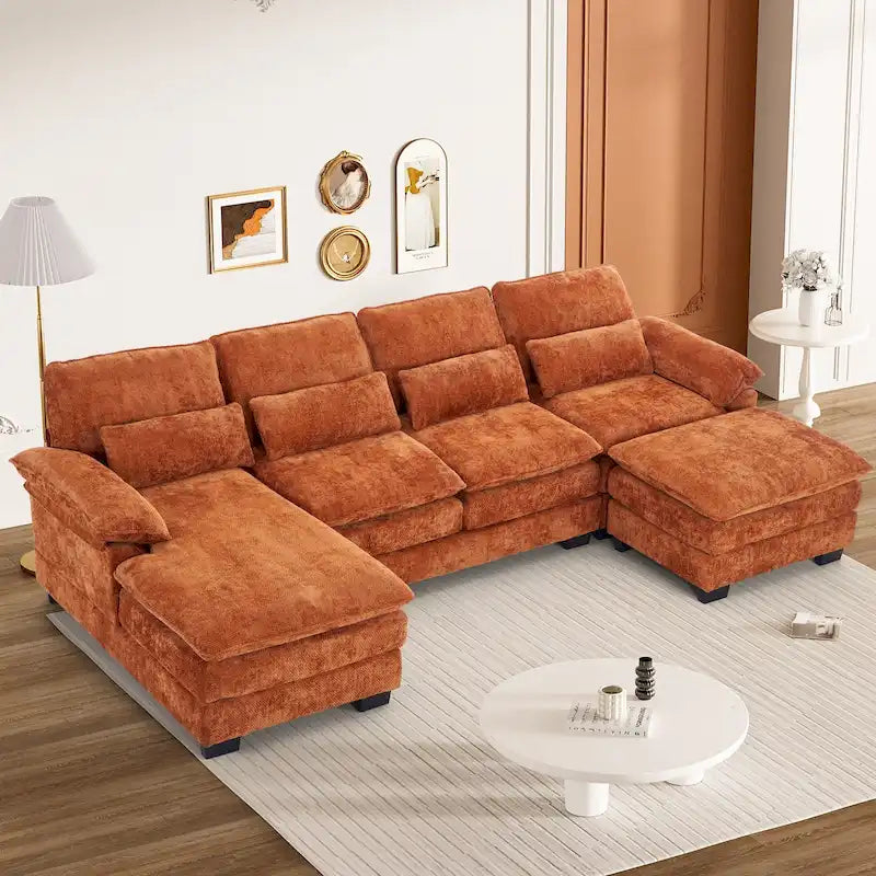 Canapé modulaire en U en tissu doux