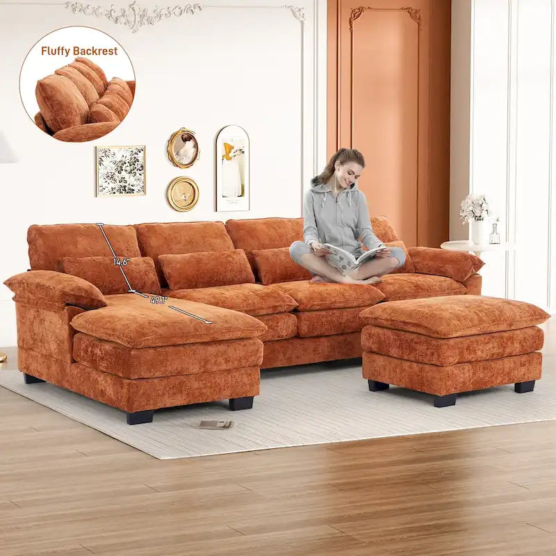 Canapé modulaire en U en tissu doux