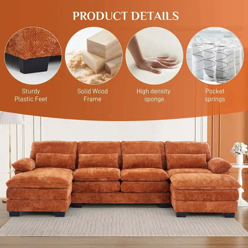 Canapé modulaire en U en tissu doux