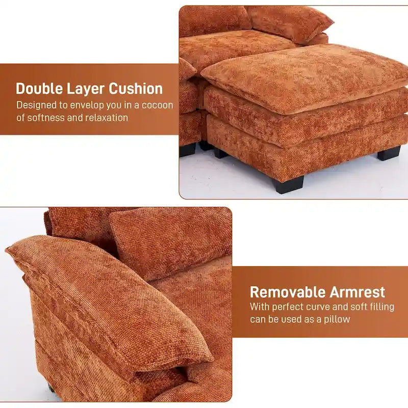 Canapé modulaire en U en tissu doux