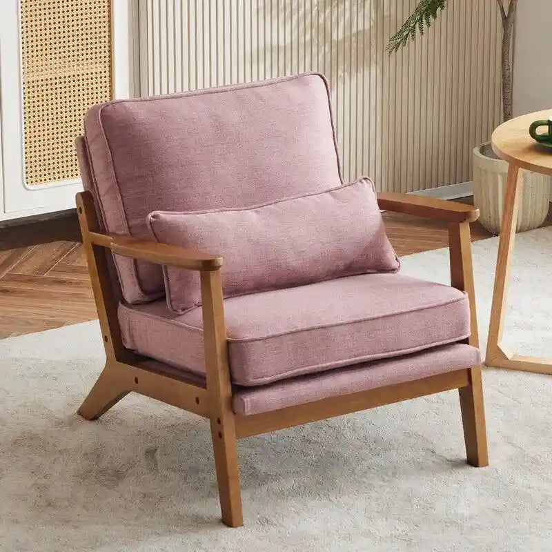 Chaise longue rembourrée en mélange de lin beige