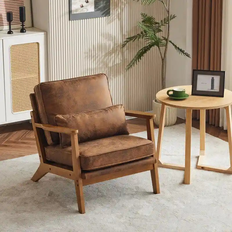 Chaise longue rembourrée en mélange de lin beige