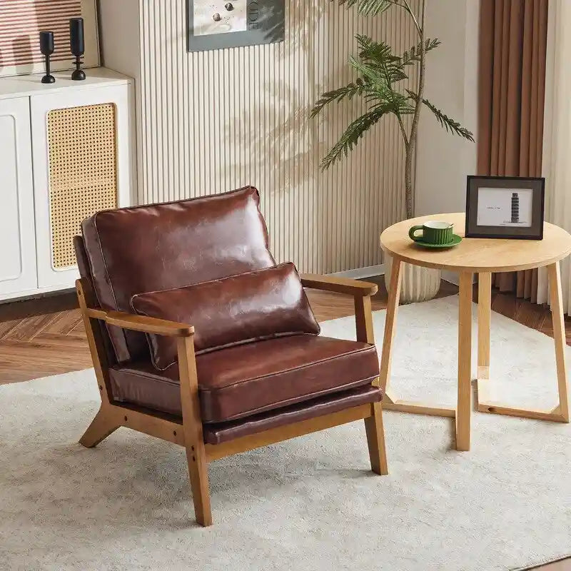 Chaise longue rembourrée en mélange de lin beige