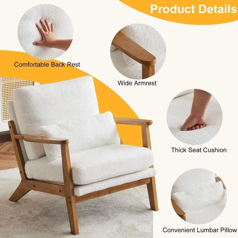 Chaise longue rembourrée en mélange de lin beige